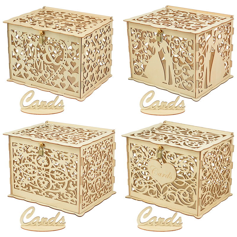 30x24x21cm diy caixa de cartão - Wedding Card Box avaliação e preço